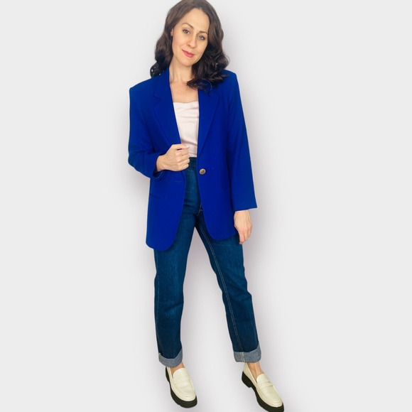 90s Sag Harbor Blue Wool Blazer - Picture 5 of 7